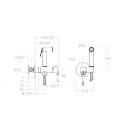 Monomando Empotrado Higiene Intima Ramon Soler dibujo tecnico