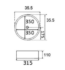 Lavabo Circle Oro Exterior Negro Interior Circular Circulo Dibujo Técnico